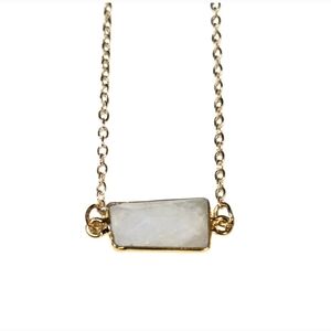 Moonstone Bezel Pendant 16k Gold Plated Necklace